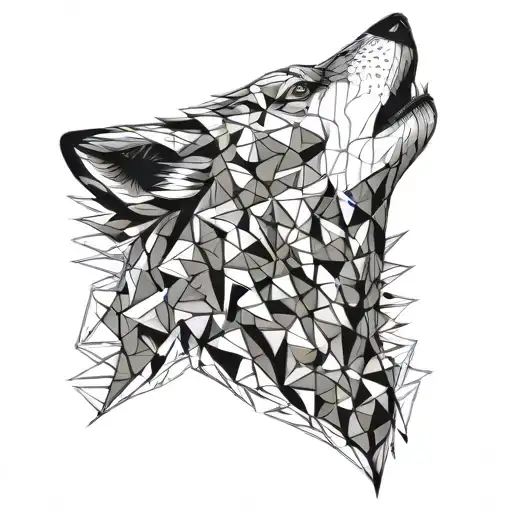 Geometric Howling Wolf Made Out Of Triangles