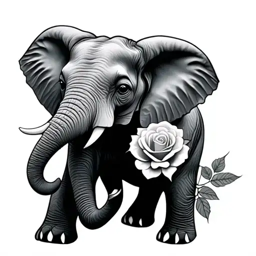 Elephant With Roses