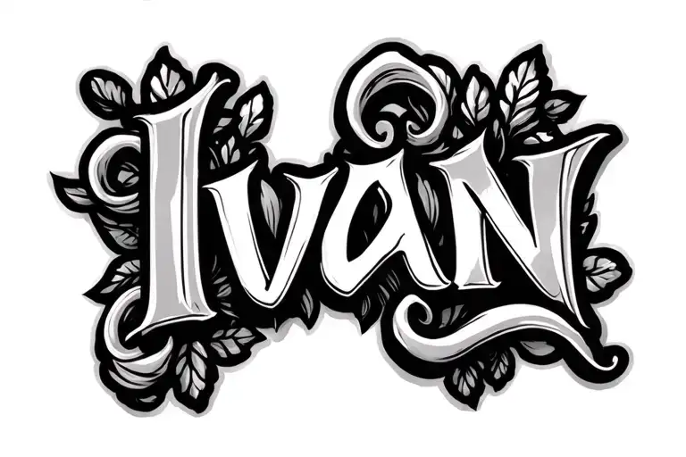 Name Ivan In Elongated Cursive Tattoo Font