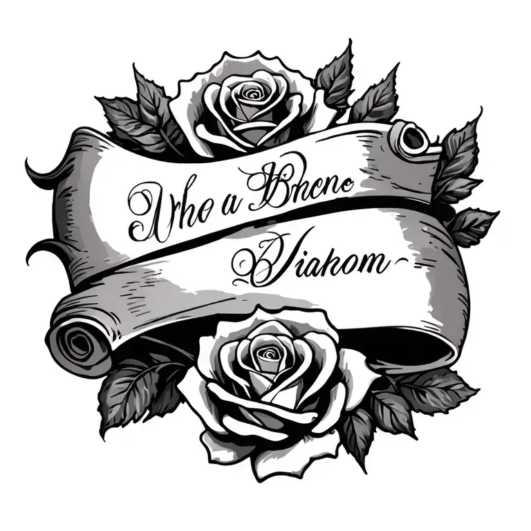 Scroll With Roses And Text