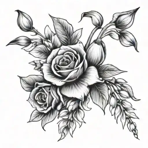 Rose And Snowdrop Flower Bouquet