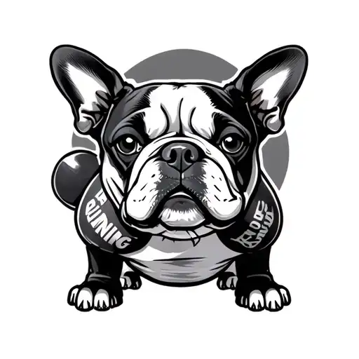 A Boxing French Bulldog Wearing Nikes With The Words Keep Running Tattooed On His Legs