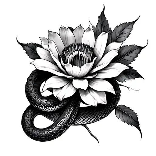 I Want A Death Flower Surrounded With A Snake With Watercolor Effects