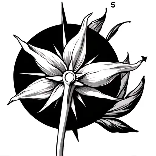Compass And Tulip Flower