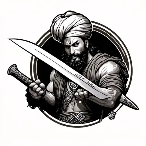 Sikh Warrior Holding A Knife