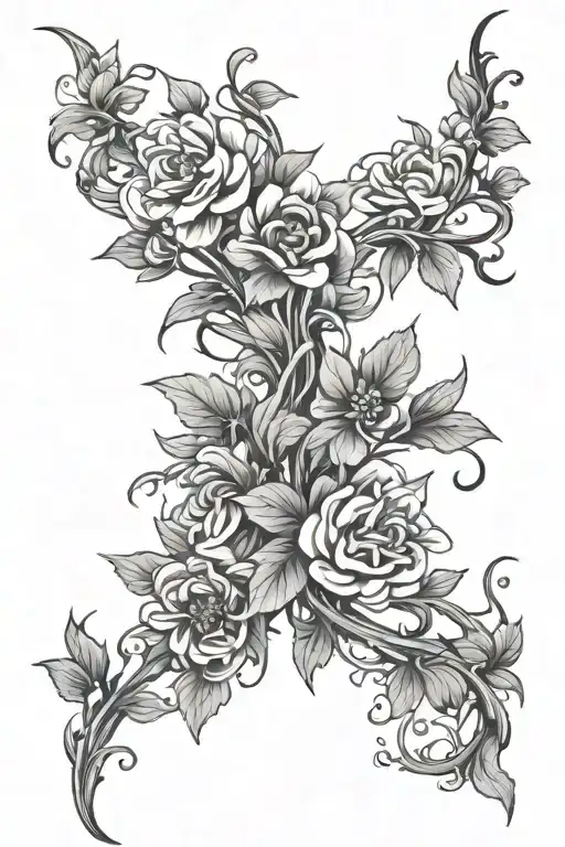 Long Thin Vine Of Flowers Growing