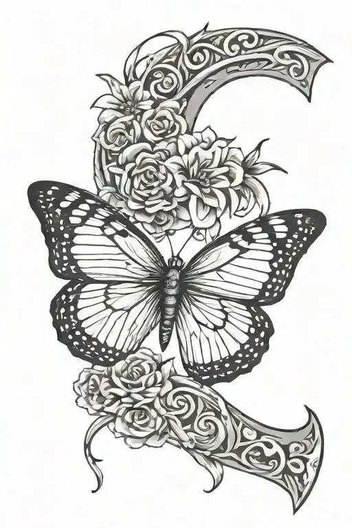 222 Numbers With A Butterfly Emerging Behind The Ear