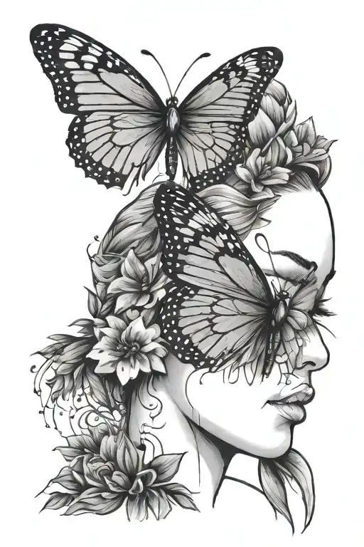 222 With A Butterfly Emerging Behind The Ear