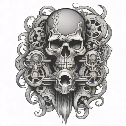 Motorcycle Skulls Gears Integrated
