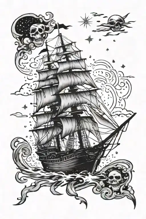 Pirates Of The Caribbean Up Is Down Ship With Starry Sky