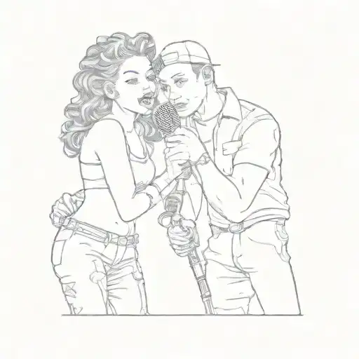A Man And A Woman Holding A Microphone