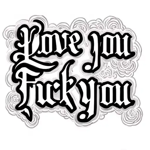 Love You Fuck You Tattoo In One As A Font Train