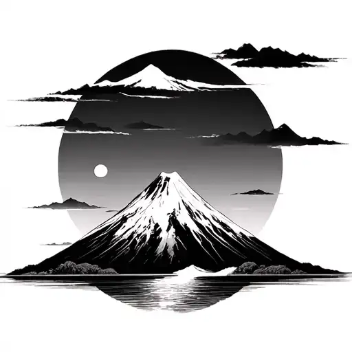 Mont Fuji Background Black