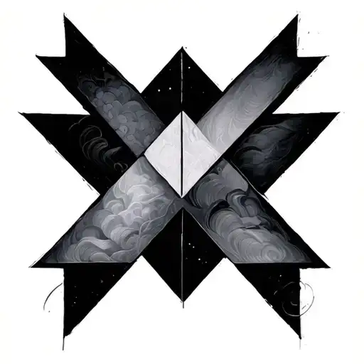 Five Triangles Outline Intertwined