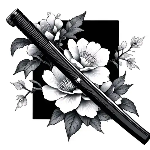 Mont Fuji Katana Fleur Sakura Flowers