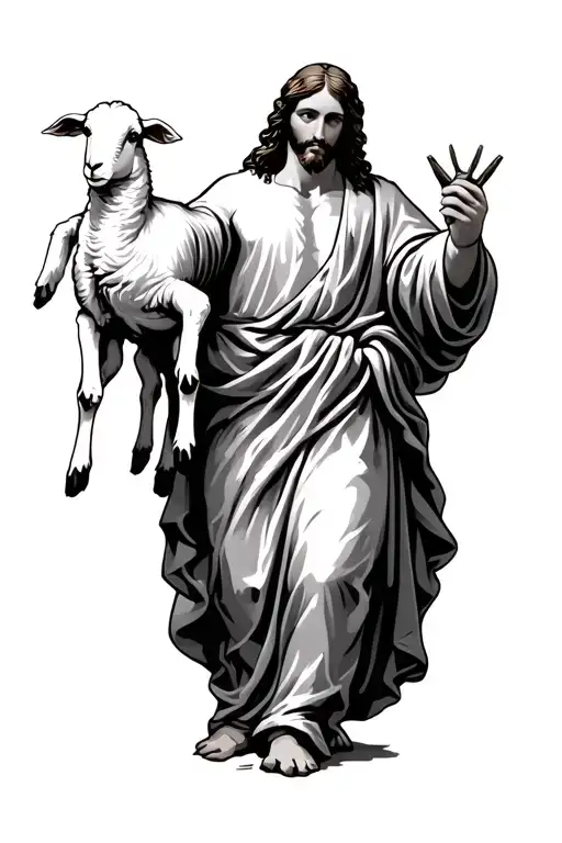 Jesus As A Shepherd Carrying A Lamb