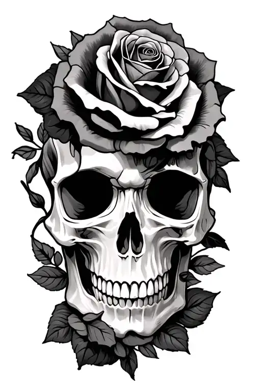 Skull And Roses Intertwined