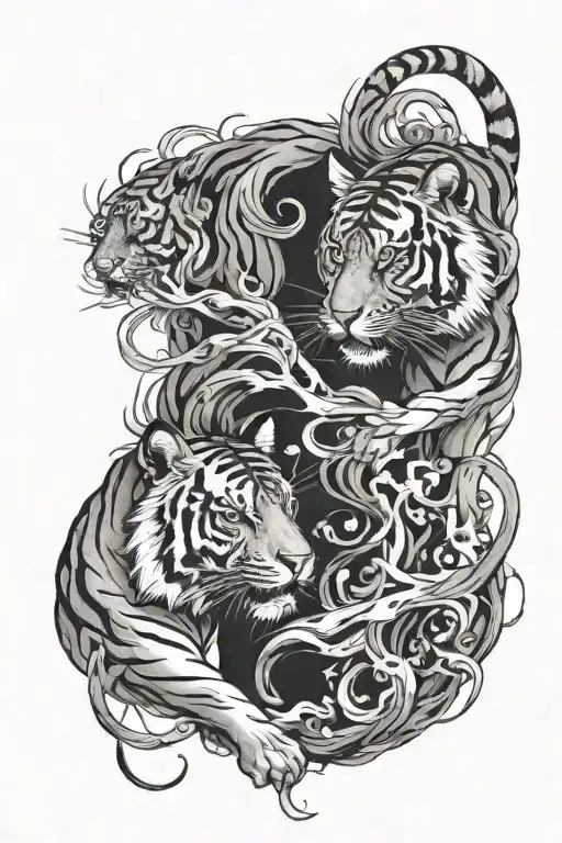 Two Tigers Facing Each Other Full Back