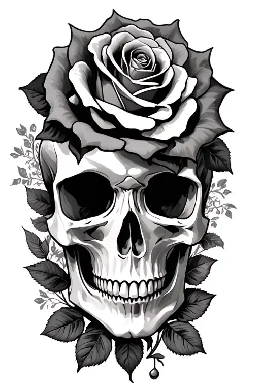 Skulls And Roses Intertwined
