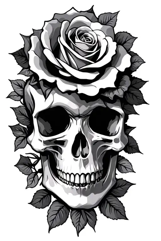 Skulls And Roses Intertwined