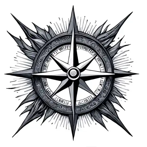 Compass Rose With Intricate