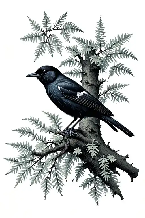 Blackbird And Hemlock Tree