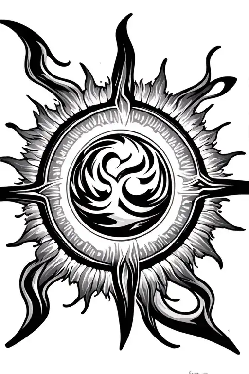 Bushido Signs Symbols Within Sun And Its Rays