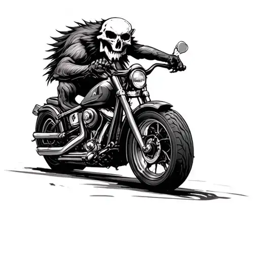 Beast With A Skull Head On A Motorcycle