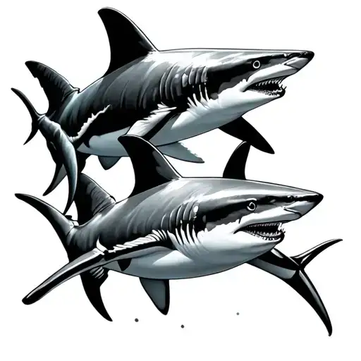 Sharks Swimming Together