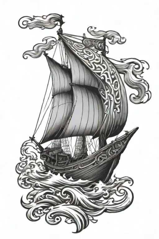 Viking Ship Sailing