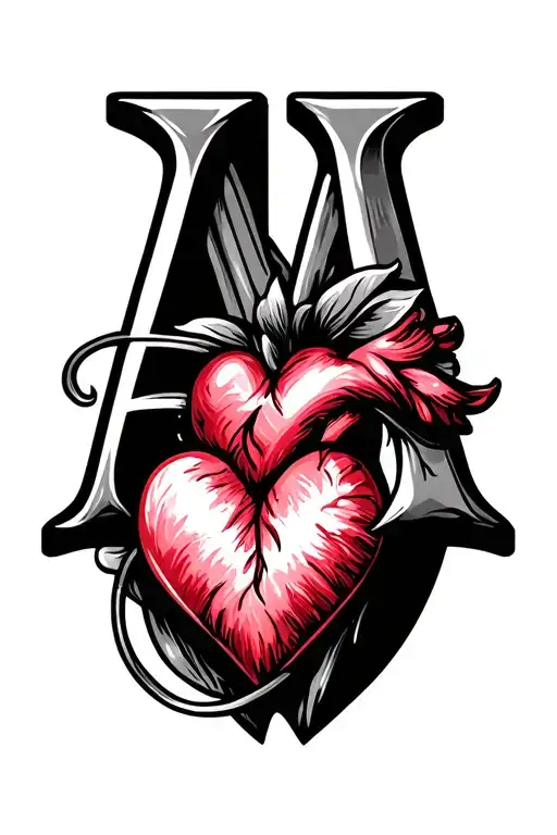 Letter A And H Heart Intertwined