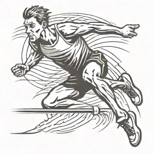 Track And Field High Jumper Mid Jump