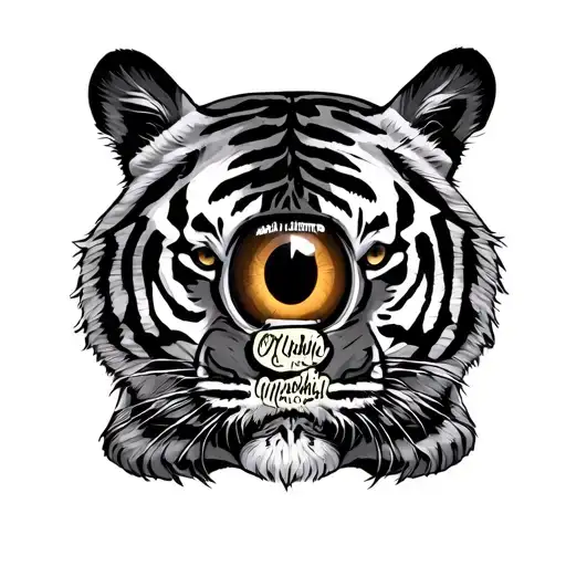 Tiger Eye With Word Munchkin Hidden In Stripes