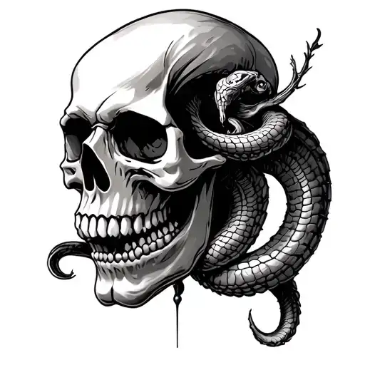 Skull With Serpert