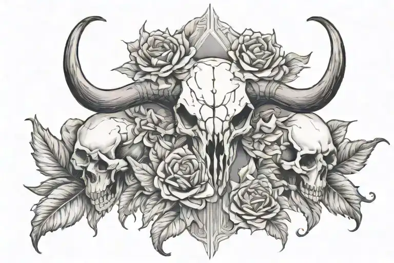Western Bull Skull Carnations And Lilly's