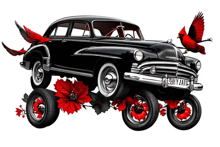 Ivory With Car And Cardinal Flying