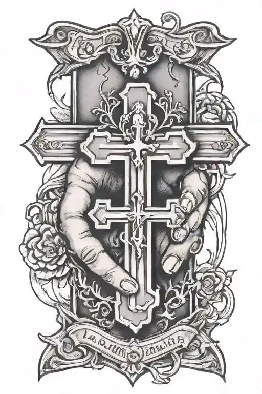 Prair Hands With Cross And Dog Tags