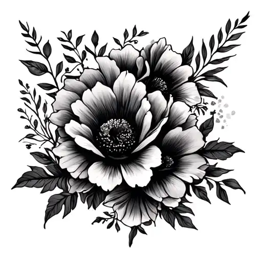 Some Sort Of Song Lyric Text On Spine Tattoo With Flowers