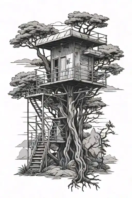 Los Angeles Lifeguard Tower In A Tree Nestled In The Mountains