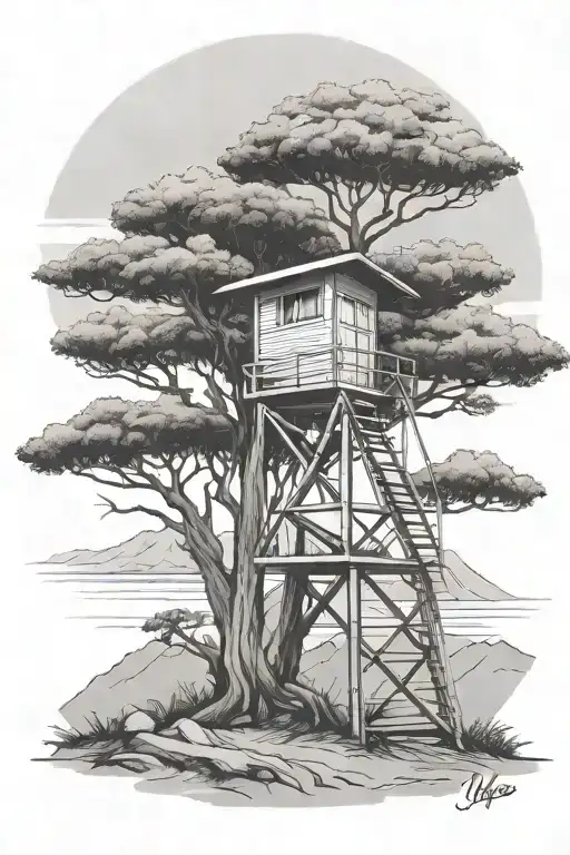 Los Angeles Lifeguard Tower In A Tree Nestled In The Mountains