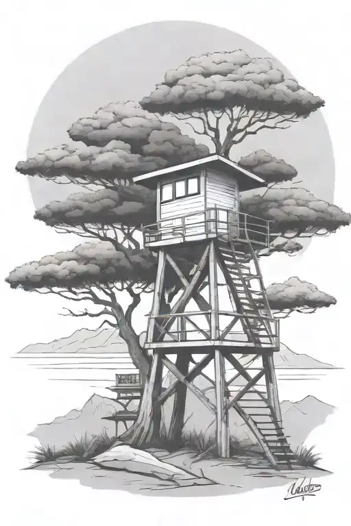 Los Angeles Lifeguard Tower In A Tree Nestled In The Mountains