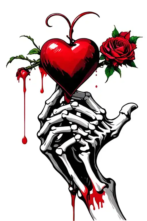 Skeleton Hand Holding A Bleeding Heart