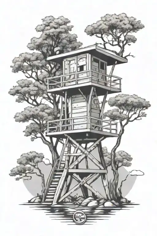 Los Angeles Lifeguard Tower In An Alpine Tree