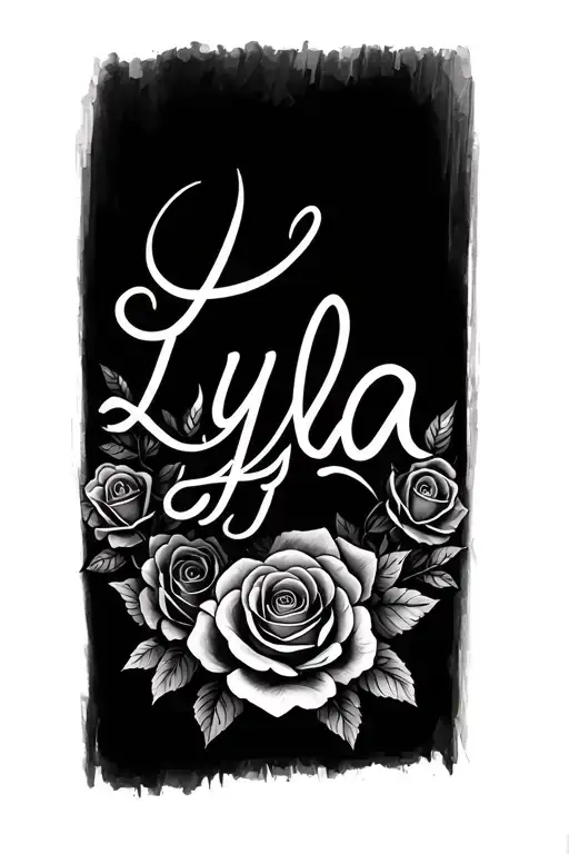 Name Lyla Surrounded By Roses Forearm Tattoo Design