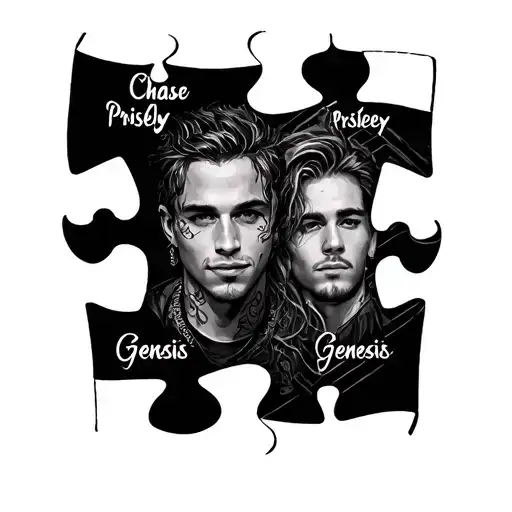 3 Puzzle Peices With Names Chase Presley And Genesis Inside