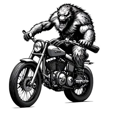 Beast Riding Large Motor Cycle