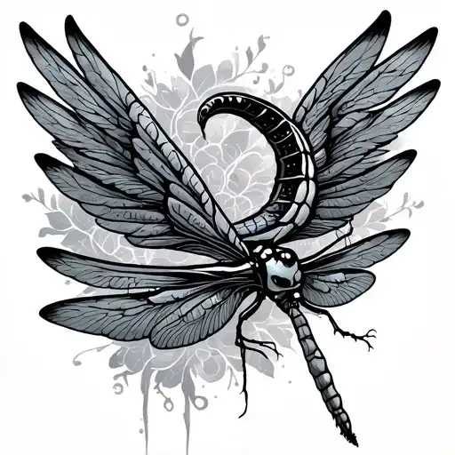 Crescent With Wings Of A Dragonfly