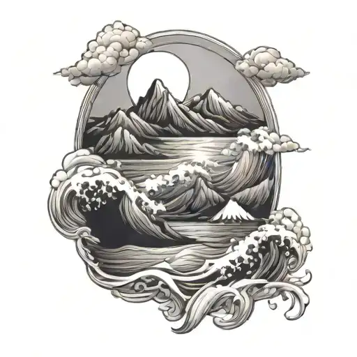 Beach Sea Ocean Waves Mountains