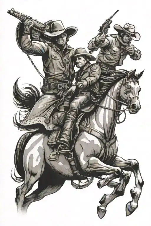 Cowboy And Horse Getting Abducted By Ufo