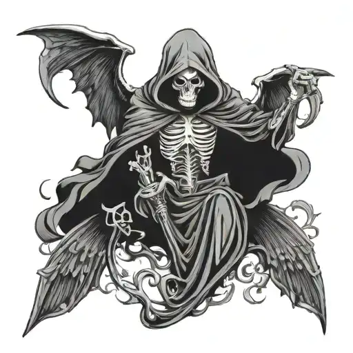 Half Grim Reaper Half Angel Fuesed Together